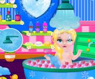 Холодное сердце:Малышка Эльзы в ванной с пузырями
