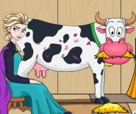 Ферма:Эльза доит корову