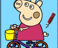Свинка Пеппа:Раскраска Свинки Пеппы на велосипеде