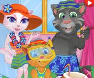 Говорящий кот:Кот Том, Анжела и Рыжик на пляже